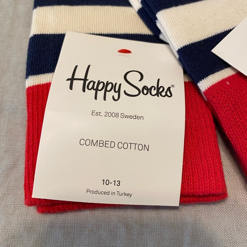 Happy Socks Bold Red and Navy Striped Socks